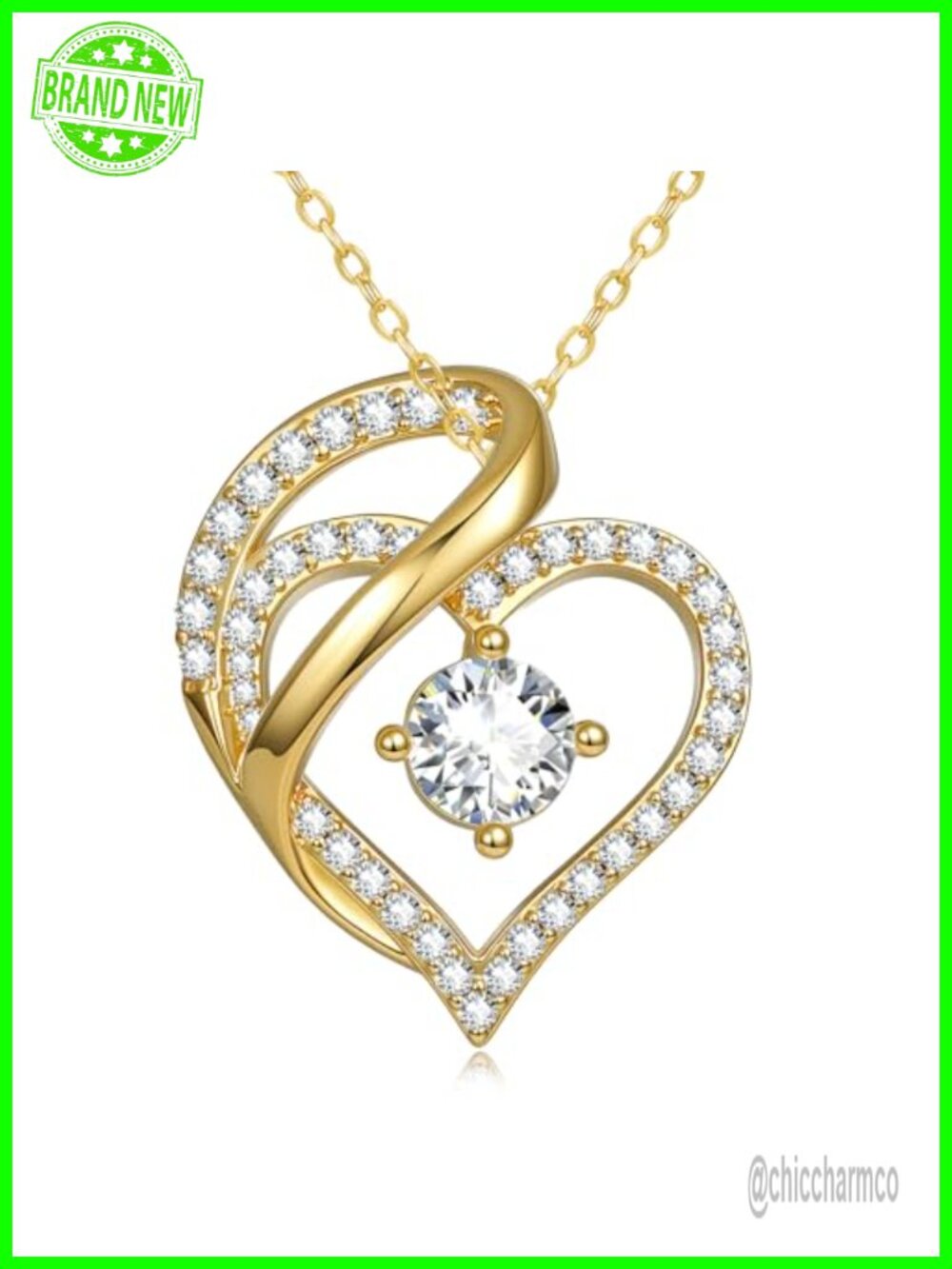 14K Gold Heart Pendant Necklace with Diamond